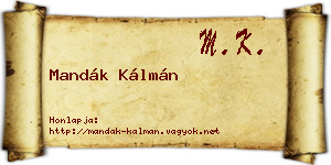 Mandák Kálmán névjegykártya